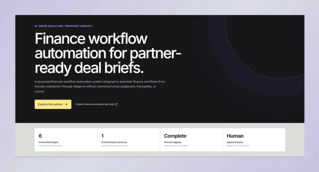 AT Swiss Ventures proposed DealFlow workflow automation concept